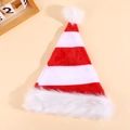 Bonnet d'elfe rayé rouge et blanc en peluche avec pompon en fausse fourrure pour Noël - Chapeau Épissé / Rayé rouge et blanc