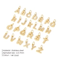 Set of 26 micro-paved 14K gold stainless steel alphabet charms with clear cubic zirconia - 26-Piece Alphabet Set (A-Z)