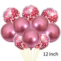 12 inch confetti balloon set featuring metallic pink-purple and transparent sequin balloons - Rose Red
