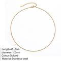 Minimalist 18K gold plated stainless steel O-chain necklace with 40+5cm length - 1.2mm Box Chain / Gold