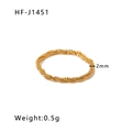 Detailed view of 2mm 18K gold plated braided ring showing weight and texture info - US 6 / Gold