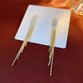 Orecchini a pendente con nappe dorate e strass scintillanti su carta bianca - 11# Stile Nappa A Catena Sottile Dorata (HE567)