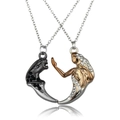 Collares con colgante de corazón a juego en negro y oro rosa para parejas con strass - Multicolor