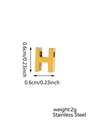 Golden H-shaped stainless steel charm with zircon inlay for DIY jewelry design - Letter-H / Steel