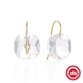 Orecchini pendenti lussuosi in argento S925 con cristalli di zircone quadrati trasparenti - Argento 925 / Oro-Zircone Bianco