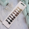 7-piece set of matte earth-toned hair clips in beige and brown on display card - 10#-X Shape (7Pcs)