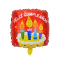 Square red Feliz Cumpleaños foil balloon with colorful birthday candles and stars - Candle Spanish Birthday Square