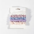5-piece chiffon scrunchie set in pastel macaron colors on a white display card - 5PCS White & Pink Fresh Scrunchies