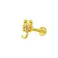 Scorpion labret piercing jewelry in golden finish with sparkling zircon stones - Gold Scorpion (Clear Zirconia)(24042403-15)