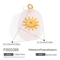 Pink stone butterfly pendant in stainless steel with gold star detail for jewelry making - PJ92038B-Pink Stone Sun