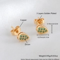 Elegant gold plated teardrop studs featuring vibrant green zircon stones on silk - Gold Plated Green Zirconia Leaf