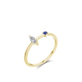S925 Sterling Silber Ring mit 14K Goldbeschichtung, Marquise und blauen Steinen - US Größe 7 / Gold