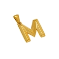 Ciondolo lettera M 3D in acciaio al titanio placcato oro 18k con finitura metallica - Lettera M (M-Pendente)