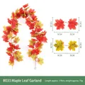 Artificial maple leaf garland 170cm length in autumn colors with detailed dimensions - B033 Classic Autumn Maple Leaf Garland