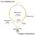 Detailed size specifications of the gold double-layered stainless steel zircon necklace - Gold Green Zirconia Double Layer Necklace
