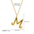 18K gold plated stainless steel necklace featuring a polished letter M pendant with chain - Letter M