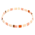 Bohemian multilayer Tila bead stretch bracelet with orange, beige and white rectangle beads - Nude/Beige/White/Orange/Brown (TL-B190255B)