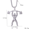 Collana sollevatore pesi argento da uomo con catena 70cm e dettagli misure pendente - Sollevamento Pesi