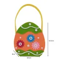 Cesta de Pascua de fieltro naranja y verde con apliques florales y asa amarilla - Estilo C Cesta de Huevo Verde