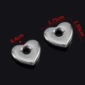 Colgante de corazón 3D en acero inoxidable plateado con agujero 0,4cm para joyas DIY - Colgante de Corazón Plano Ancho (A) / Color Acero