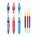 Set di 3 penne a gel a scatto e 3 ricariche nei colori inchiostro nero, rosso e blu - Penna Nera Singola