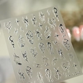3D metallic silver liquid chrome nail stickers with gothic melt heart and star motifs - M-1249 Chrome Silver Jelly