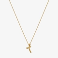Detailed view of golden S925 silver T-letter pendant with vintage geometric texture - 925 Silver / Gold - Letter T