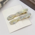 Elegant pair of acetate twist hair clips in translucent blue and green swirl texture - Blue & Green