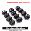Set of 12 matte black decorative pumpkins with gold stems for Halloween party decor - Premium Pumpkin (Black) 12PCS
