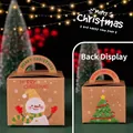 Brown kraft paper Christmas gift box with snowman print and festive handle design - Snowman