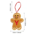 Gingerbread man ornament with embroidered letter Y and festive red hanging ribbon - Style Y