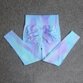 Leggings yoga a vita alta con effetto push-up e sfumatura tie-dye blu viola verde - S / Blu Ghiacciaio Aurora