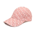 Detail of pink and white baseball cap featuring geometric letter print and adjustable strap - M (56-58cm) / Pink
