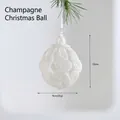 White glitter acrylic hollow Christmas ball ornament hanging on pine branch 12cm - Champagne Christmas Ball