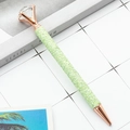 Creative light green sequin ballpoint pen with rose gold trim and large crystal top - Green
