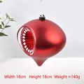 Matte red teardrop Christmas ornament with silver radial texture 18cm large hanging bauble - Red White Sun Flower Pattern (18*18cm)