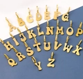 Set of 26 gold bubble letter pendants from A to Z with textured 3D artistic design - Set of 26 Letters / Gold