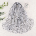 Long leopard print chiffon neck scarf for women with elegant black and grey animal patterns - Black and White