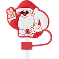 Christmas Santa silicone straw cover for 10mm reusable drinking straws on white background - Classic Santa Claus