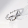 Anello aperto minimalista con simbolo dell'infinito in acciaio inox lucido da donna - Aperto Regolabile / Color Acciaio
