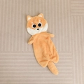 Detail of soft plush orange shiba inu dog pillow case with large cute black eyes - Shiba Inu Skin Shell (Unstuffed) / 65cm