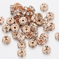 Cuentas espaciadoras de oro rosa con pedrería brillante para creación de joyas - 4mm / Oro rosa