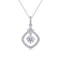 Elegant S925 sterling silver marquise pendant necklace with sparkling moissanite stones - Hollow Diamond-Shape Style (P13586) - 1ct + GRA Certificate