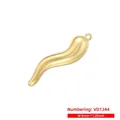 Detail of gold S-shaped chili pendant VD1344, measuring 8mm wide and 30mm long - Gold VD1344