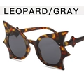 Leopard print bat-wing sunglasses with gray lenses and oversized pointed cat-eye frame - One Size / Leopard / Grey Lenses