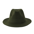 Detail of dark green wool felt fedora hat featuring a creased crown and reinforced brim - One Size (58cm) / Army Green