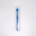 Blue silicone pet toothbrush with spherical head in a clear portable travel case - With Plastic Box / Blue