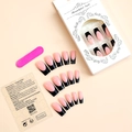 French tip press-on nails with butterflies and rhinestones in gift packaging box - Black Pink French With 3D Butterfly (XD-60-90)
