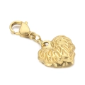 Goldener herzförmiger Schlüsselanhänger mit Karabiner und Blattanhänger aus Edelstahl - Goldfarbenes Herz-Blattader-Stil (KLJ526-Z)
