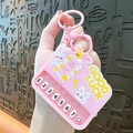 Mini pink rabbit electronic piano keychain toy with glowing musical keys for bag charm. - Mini Piano / Pink Bunny